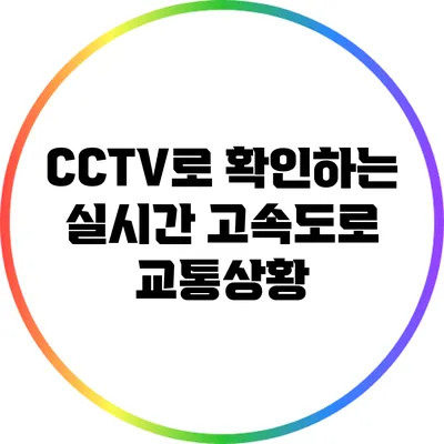 CCTV로 확인하는 실시간 고속도로 교통상황