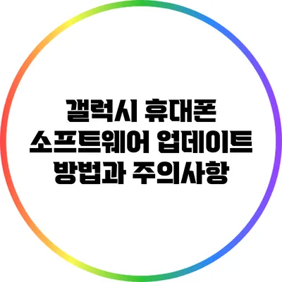 갤럭시 휴대폰 소프트웨어 업데이트 방법과 주의사항