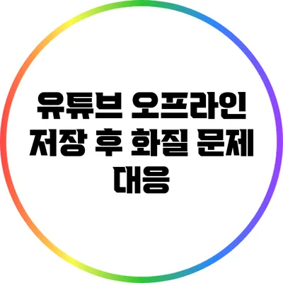 유튜브 오프라인 저장 후 화질 문제 대응