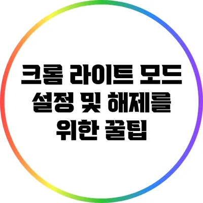 크롬 라이트 모드 설정 및 해제를 위한 꿀팁