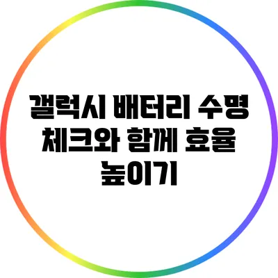 갤럭시 배터리 수명 체크와 함께 효율 높이기