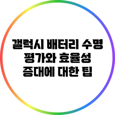 갤럭시 배터리 수명 평가와 효율성 증대에 대한 팁