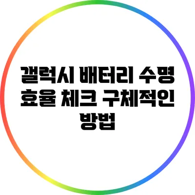 갤럭시 배터리 수명 효율 체크: 구체적인 방법