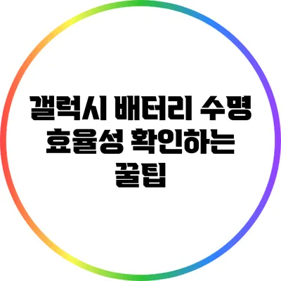 갤럭시 배터리 수명 효율성 확인하는 꿀팁