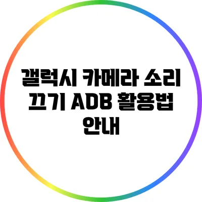 갤럭시 카메라 소리 끄기: ADB 활용법 안내