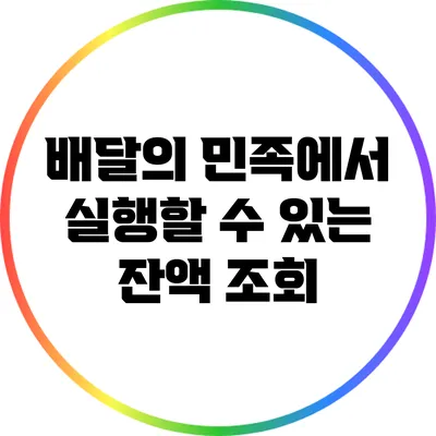 배달의 민족에서 실행할 수 있는 잔액 조회