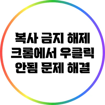 복사 금지 해제: 크롬에서 우클릭 안됨 문제 해결