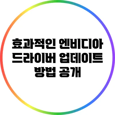 효과적인 엔비디아 드라이버 업데이트 방법 공개