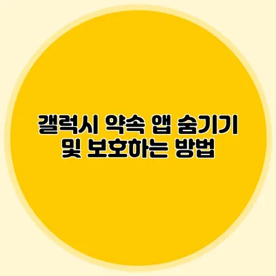 갤럭시 약속 앱 숨기기 및 보호하는 방법