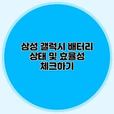 삼성 갤럭시 배터리 상태 및 효율성 체크하기