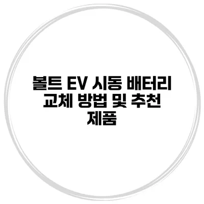 볼트 EV 시동 배터리 교체 방법 및 추천 제품