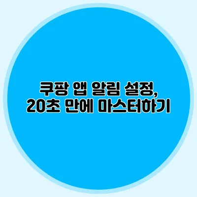 쿠팡 앱 알림 설정, 20초 만에 마스터하기